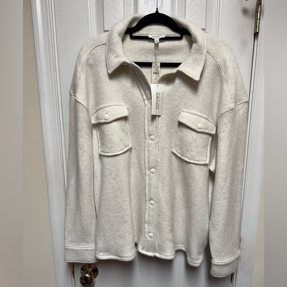 NWT HAVEN Well Within White Wool Fleece Shirt Jacket Cabincore - Picture 2 of 9